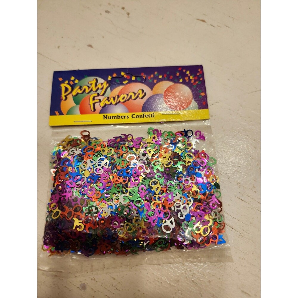 Party Favors Numbers Confetti Colorful Metallic Cutouts 10 Grams
